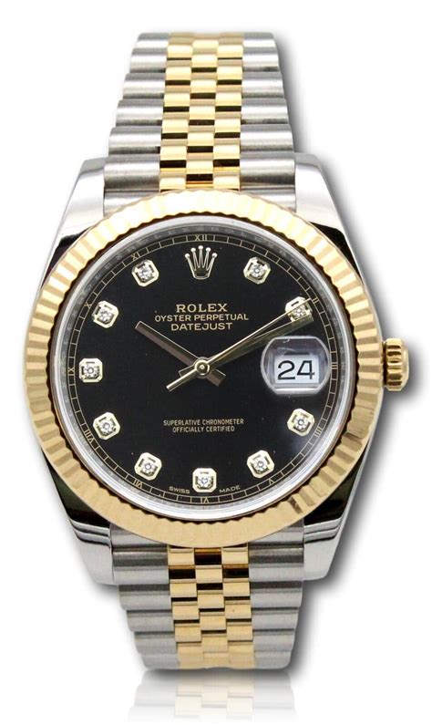 rolex datejust black face diamonds